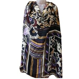 Nordstrom Vibrant Purple Floral Oversized Square Scarf Lightweight Shawl Wrap